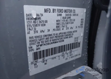 2024 Ford Mustang Mach-E Premium from USA, damaged, VIN 3FMTK3SU6RMA19358